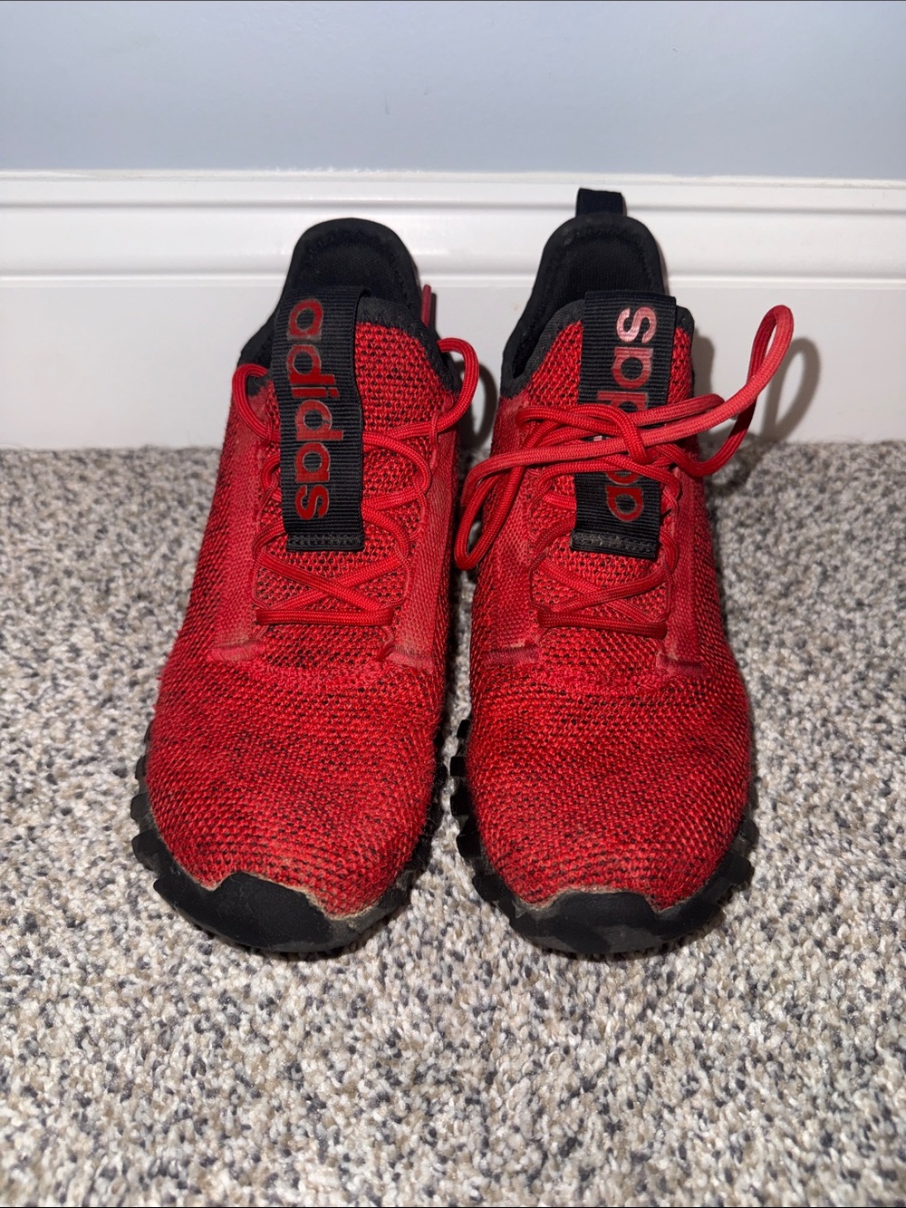 adidas Kids Red Knit Lace-Up Sneakers